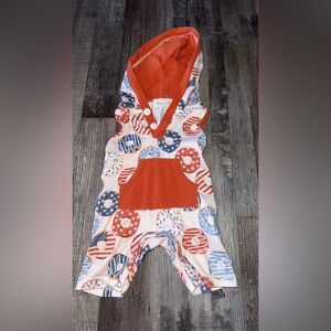 Red and Blue Donut Print Baby Romper